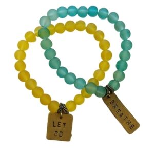 Vintage Illuminating & Teal Resin Bracelet Set